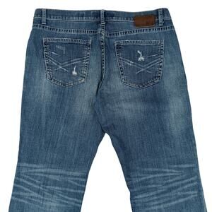 BKE Buckle Tyler Jeans Mens 38R 38X31 Blue Straight Leg Whiskered Distressed